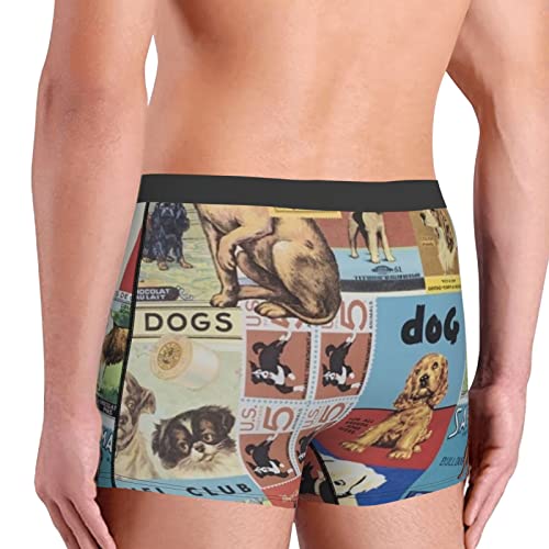 Calzoncillos bóxer para hombre, diseño vintage de perro, divertido póster de perros, Negro, XXL