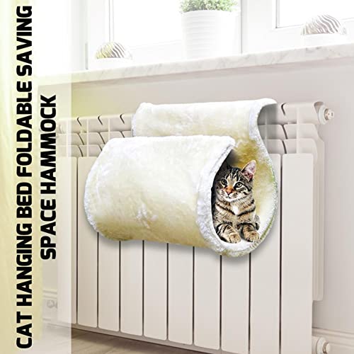 Cama de radiador de lujo para gatos, hamaca blanca cálida, cesta de cama para cachorros, lavable, con marco fuerte, regalo de invierno para gatos