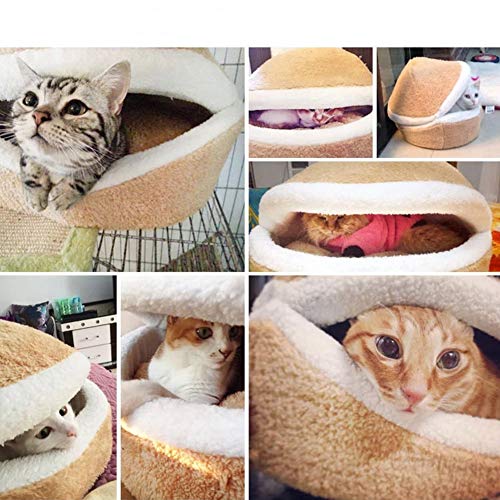 Cama para gatos con forma de hamburguesa,Saco de Dormir para Gatitos Cachorros, con funda desmontable, un cálido Refugio, cómodo para tu Mascota,M