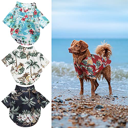 Camisa hawaiana para mascotas, 4 piezas, transpirable, para perro, verano, cómoda, ropa para mascotas, ropa para cachorros para perros pequeños y medianos (XL)