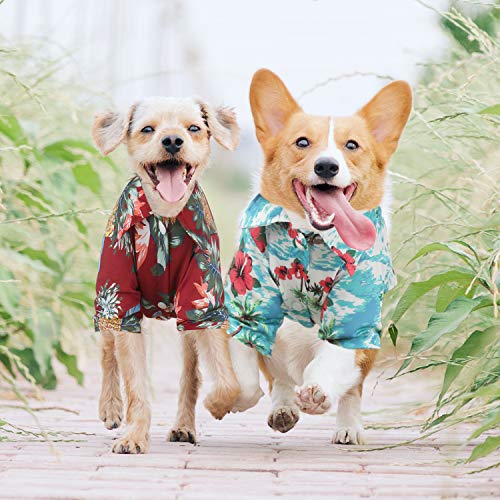 Camisa hawaiana para mascotas, 4 piezas, transpirable, para perro, verano, cómoda, ropa para mascotas, ropa para cachorros para perros pequeños y medianos (XL)