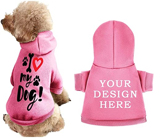 Camisas Personalizadas para Perros Cargue su diseño, Sudadera con Capucha Transpirable Personalizada para Cachorros Ropa Linda para Mascotas para Perros pequeños y medianos, Gatos (Pink)
