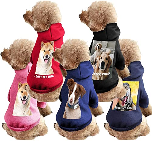Camisas Personalizadas para Perros Cargue su diseño, Sudadera con Capucha Transpirable Personalizada para Cachorros Ropa Linda para Mascotas para Perros pequeños y medianos, Gatos (Red)