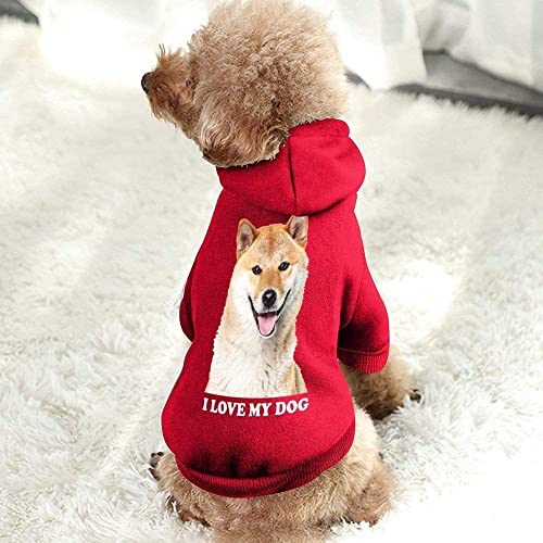 Camisas Personalizadas para Perros Cargue su diseño, Sudadera con Capucha Transpirable Personalizada para Cachorros Ropa Linda para Mascotas para Perros pequeños y medianos, Gatos (Red)