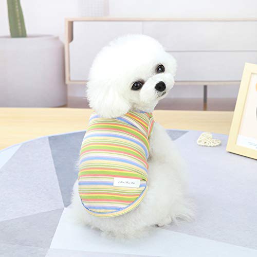 Camiseta a Rayas para Perros YAODHAOD Verano Camiseta de algodón Transpirable Chaleco Suave para Perros sin Mangas Ropa para Perros pequeños y medianos 2PCS (Medium)