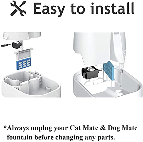 Cartuchos de Filtro Compatible con Cat Mate & Dog Mate Fuente, Filtro Purificación de Agua para Mascotas de Repuesto para Fuente para Perros y Gatos Poweka (10 Piezas)
