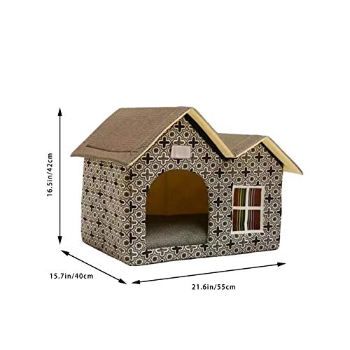 Casa de lujo para mascotas al aire libre, refugio para gatos resistente a la intemperie con diseño de doble techo Casa para perros para uso en interiores y exteriores Protege a las mascotas del mal
