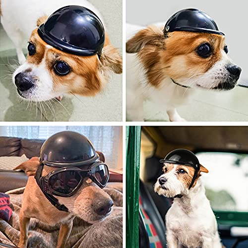 Casco para perros, gafas de sol para mascotas, casco ajustable, casco para mascotas, para perros, cachorros, gatos, sombrero universal, de plástico, ajustable para perros medianos y gatos
