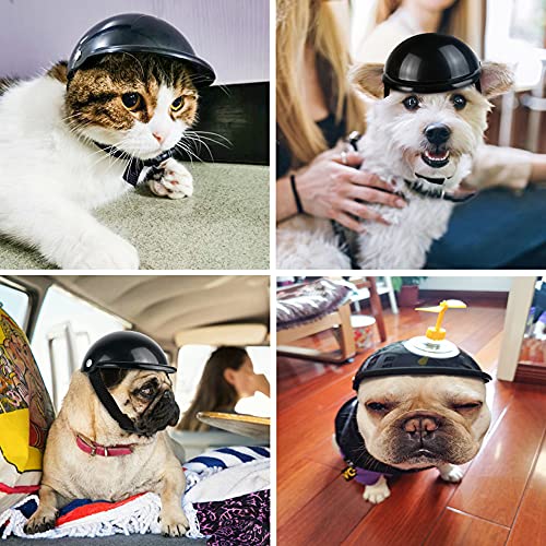 Casco para perros, gafas de sol para mascotas, casco ajustable, casco para mascotas, para perros, cachorros, gatos, sombrero universal, de plástico, ajustable para perros medianos y gatos