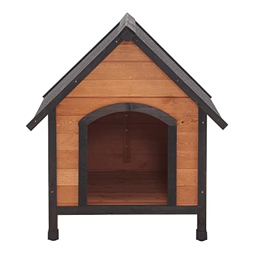 Caseta para Perros Casa para Mascota Exterior Tejado Impermeable Abeto Betún 83 x 78 x 88 cm Natural Negro