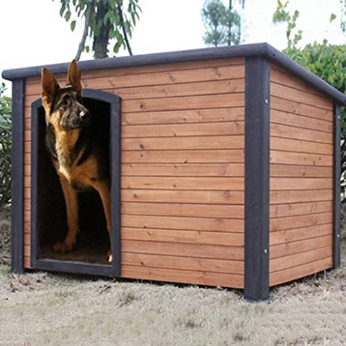 Caseta para perros, caseta para perros Casa de perros de madera al aire libre de techo plano perrera perrera pequeño pequeño gran animales refugio for exteriores impermeable impermeable mascota villa