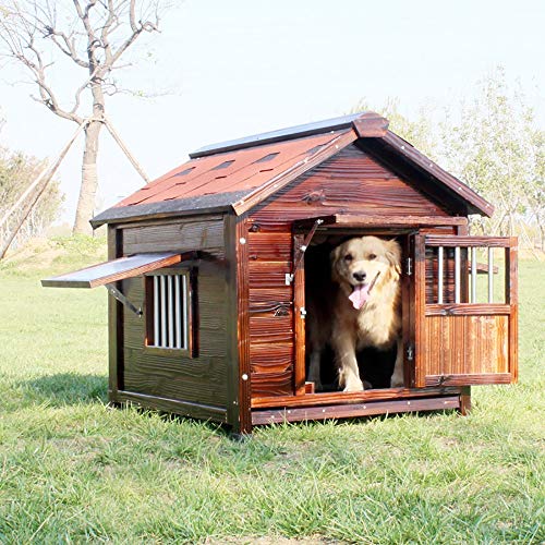 Casetas para perros Casa del animal doméstico Perro Criado Vent y balcón al aire libre y for uso en interiores, casa del animal doméstico del refugio for cachorros y perros, madera for perro perro de
