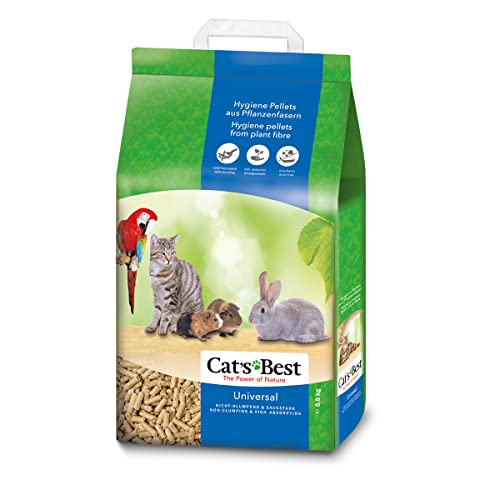 Cat's Best Arena para Gatos Universal 7L (5.5 kg). Arena para Pájaros, Conejos Biodegradable Sin Polvo. Lecho para Gatos Ecológico de Fibra Vegetal.