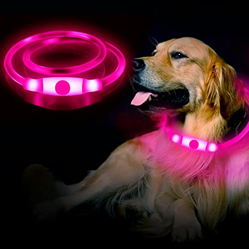 CCWW Collar luminoso LED para perros y gatos, recargable por USB, longitud ajustable, 3 modos