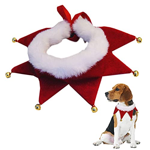 Cdemiy Collar de Navidad para Mascotas, Collar de Perro Ajustable de Navidad con Campanas, Bonitos Accesorios de Decoración de Disfraces Navideños, para Cachorros y Gatos (L)