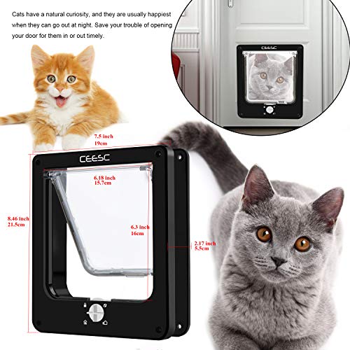 CEESC Puertas para Gatos, Puerta magnética para Mascotas con Bloqueo Giratorio de 4 vías para Gatos, Gatitos y Gatitos, versión Mejorada