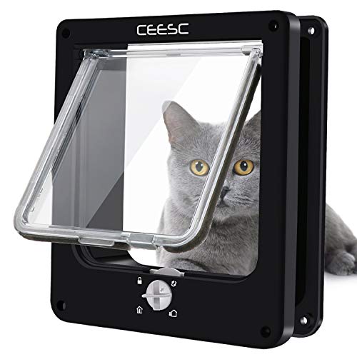 CEESC Puertas para Gatos, Puerta magnética para Mascotas con Bloqueo Giratorio de 4 vías para Gatos, Gatitos y Gatitos, versión Mejorada