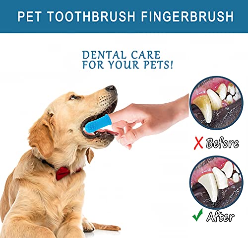Cepillo de dientes para perros Bileumec, kit de cepillo de dientes para dedos (paquete de 4), cerdas completamente envueltas, dientes fáciles de limpiar