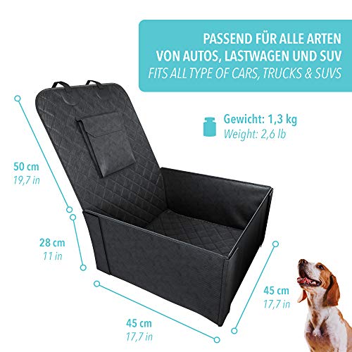 Cesta lavable para perros para asiento de automóvil, sillón delantero / sillón pasajero con cubierta extraíble - asiento para perros pequeños y grandes con bolsa - impermeable, robusto, duradero