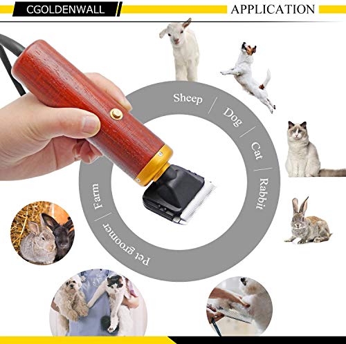 CGOLDENWALL Cortapelo para Mascotas 55W - Bajo Ruido y Vibración - Clippers para Animal Profesional con Cable de 3m Ideal para Conejo/Perro/Gato/Oveja y Otros Animales