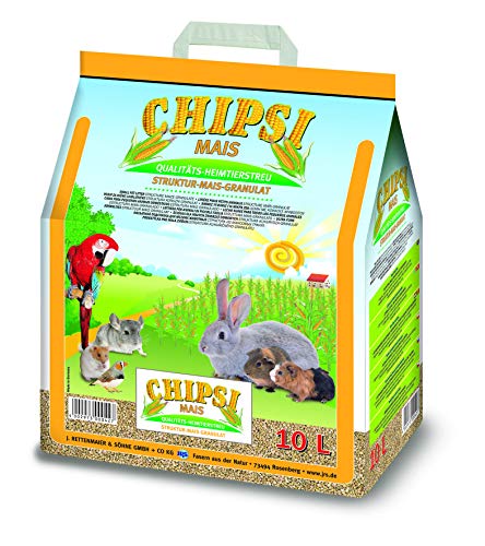 Chipsi Lecho para Conejos de Maíz 10L (15 kg). Lecho para Pájaros, Hamsters, Cobayas, Roedores con Materiales Naturales Biodegradables, Ecológicos.