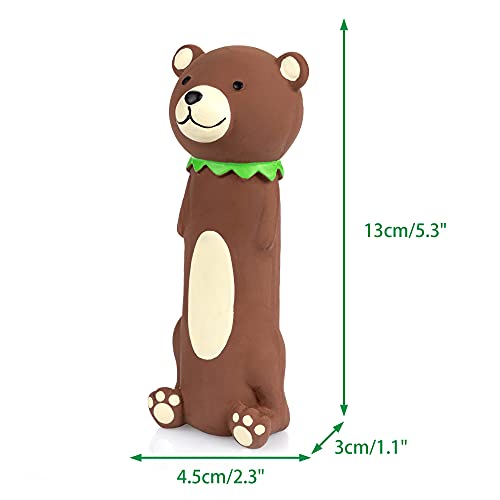 Chiwava 4 juguetes para perros de látex con sonido divertido oso marrón que proporciona a las mascotas un juego interactivo para perros pequeños y medianos.