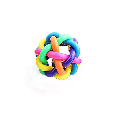 CHUANGOU Bola de Goma Tejida de Colores con cascabeles Pelota interactiva para Perros/Gatos, 7cm