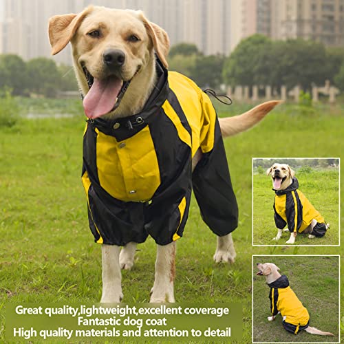 Chubasqueros para perros impermeables, con capucha para perros, poncho de lluvia para exteriores ligero y ajustable para ropa de lluvia para perros pequeños y medianos, color amarillo