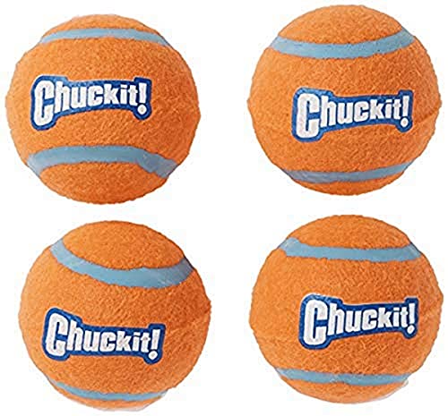 Chuckit Tennis Ball, 4 Pelotas para Perros Compatible con el Lanzador, Naranja, M