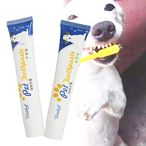CHUN Pasta de Dientes para Mascotas Kit de Cuidado Dental Natural para Perros y Gatos Productos de Limpieza de Dientes Mejoran la Salud de los Dientes de Las encías y la higiene bucal