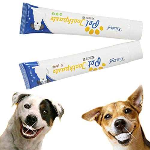 CHUN Pasta de Dientes para Mascotas Kit de Cuidado Dental Natural para Perros y Gatos Productos de Limpieza de Dientes Mejoran la Salud de los Dientes de Las encías y la higiene bucal