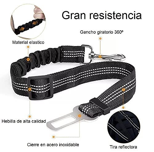 Cinturón de Seguridad para Perro - Cinturón elástico para Mascotas - Arnés Fabricado en Nylon con Parte elástica - 100% Seguro para tu Mascota (Verde)
