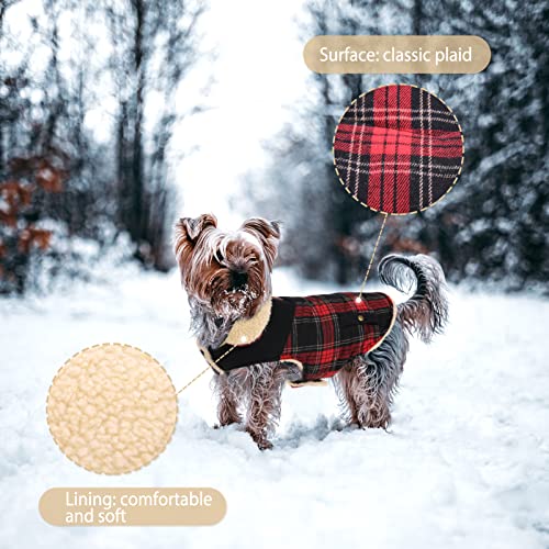 CITÉTOILE Abrigo de lana para perro, chaleco de tartán cálido, abrigo de invierno para perros pequeños, medianos y grandes, L