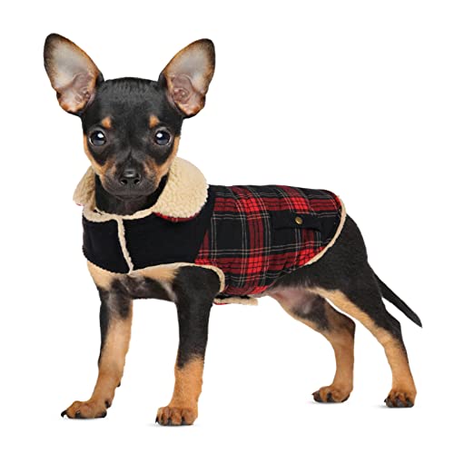 CITÉTOILE Abrigo de lana para perro, chaleco de tartán cálido, abrigo de invierno para perros pequeños, medianos y grandes, L