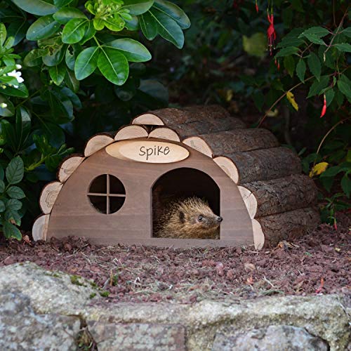 CKB LTD Casa de erizo de madera o conejillo de indias refugio al aire libre fuera de la casa de hábitat, el hotel también se puede utilizar para hibernación hogar para refugio de jardín 33,5x34x19cm