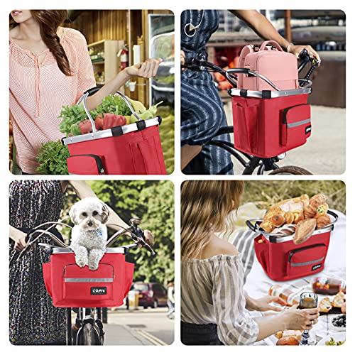 COFIT Canasta de Bicicleta Plegable, Cesta de Bicicleta Multifuncional Utilizada para Llevar Mascotas, Bolsas de Compras, Bolsas de Viaje, Acampar al Aire Libre Actualizado Rojo