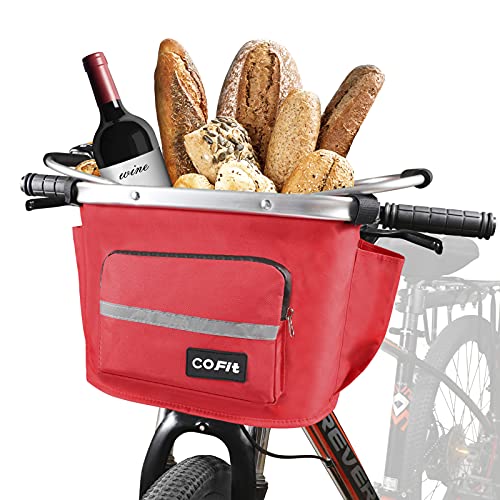 COFIT Canasta de Bicicleta Plegable, Cesta de Bicicleta Multifuncional Utilizada para Llevar Mascotas, Bolsas de Compras, Bolsas de Viaje, Acampar al Aire Libre Actualizado Rojo