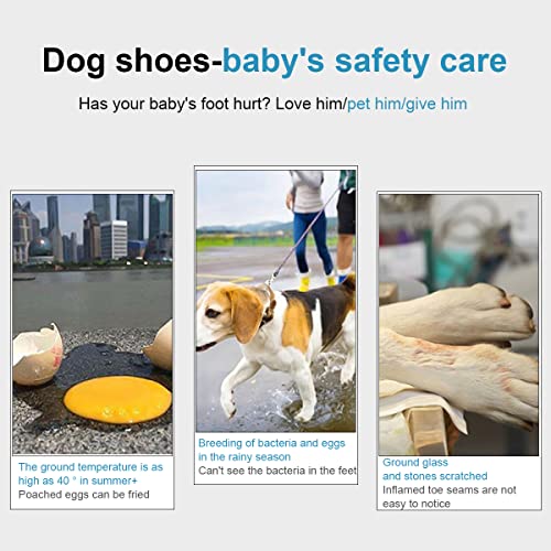 COLEESON 4pcs Antideslizante Botas Perro con Correas Reflectantes Protector de Pata de Zapatos para Perros pequeños, medianos y Grandes al Aire Libre (S)