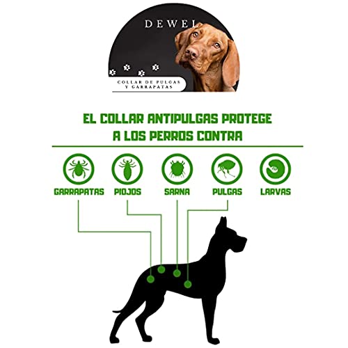 Collar Antiparasitos para Perros contra Pulgas,Garrapatas y Mosquitos,Tamaño Ajustable e Impermeable. Aceites Esenciales Naturales