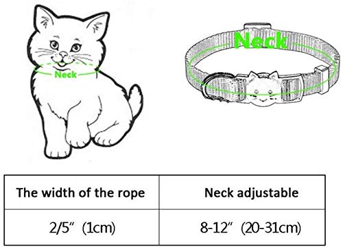 Collar de Gato con Campana, Collares de identificación de Gato de Nailon Bordado Personalizado Suave, Texto Personalizado con Nombre de Mascota y número de teléfono…