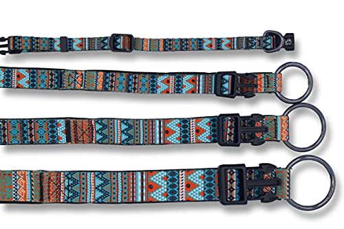 Collar de perro ajustable acolchado con suave neopreno patrón de colores | para perros pequeños y medianos | Collares para perros, gatos, cachorros | (S - Aztec )