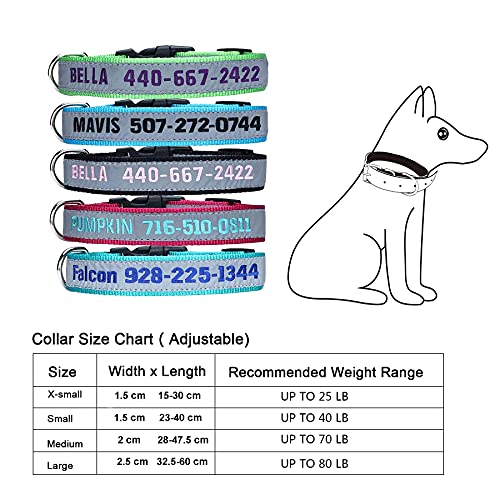 Collar de Perro Reflectante Personalizado, Nombre y número de teléfono del Perro Bordado, Collar Ajustable y Suave para Caminar y Correr