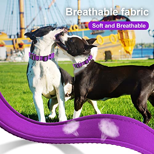 Collar de Perro Suave Acolchado Neopreno Ajustable Collares Reflectantes para Mascotas para Perros PequeñOs Medianos Grandes - Morado - L