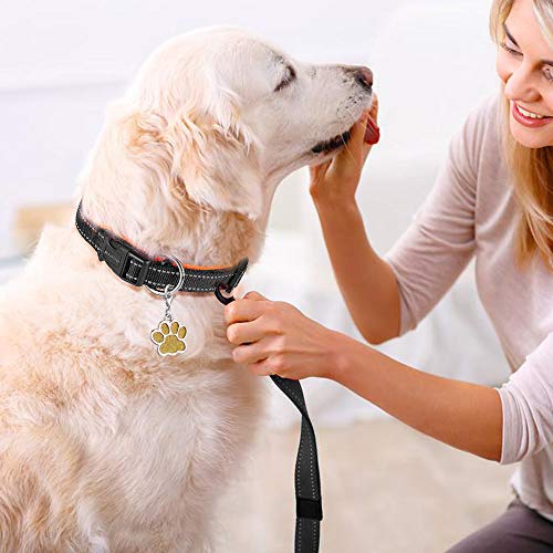 Collar de Perro Suave Acolchado Neopreno Ajustable Collares Reflectantes para Mascotas para Perros PequeñOs Medianos Grandes - Naranja -M