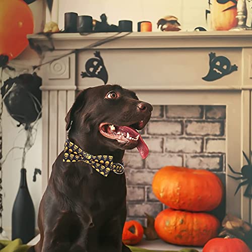Collar de perro,corbata para mascotas de Halloween,pajarita con patrón de calavera ajustable,adecuada para gatos o perros pequeños y medianos