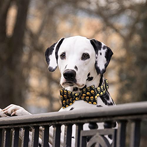 Collar de perro,corbata para mascotas de Halloween,pajarita con patrón de calavera ajustable,adecuada para gatos o perros pequeños y medianos