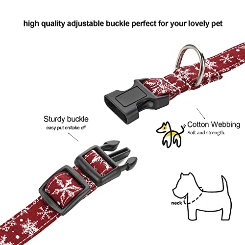 Collar navideño para Perros con Lazo, Collares navideños Ajustables de algodón con Pajarita roja para Perros, Color clásico navideño para Perros pequeños, medianos Grandes, Gatos, Mascotas (XS)