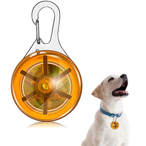 Collar para mascotas con luz LED de seguridad para perros y gatos, resistente al agua, colgante para senderismo nocturno, correr, montar a caballo (naranja)
