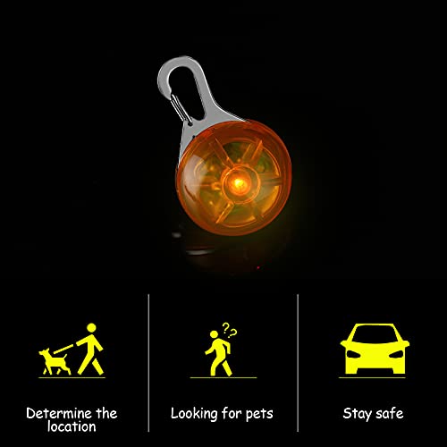 Collar para mascotas con luz LED de seguridad para perros y gatos, resistente al agua, colgante para senderismo nocturno, correr, montar a caballo (naranja)