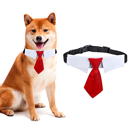 Collar para Perro, Pajarita Ajustable, Corbata para Mascotas, S / M / L, Collar Formal para Perro, Corbata para Traje de Boda para Perros pequeños y Gatos, Corbatas Accesorios para Fiestas (Rojo, M)